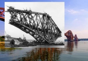 Forth Rail Bridge from North Queensferry - old and new photos